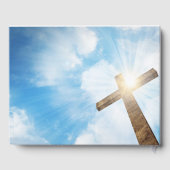 Kruis in blauwe lucht gastenboek (Achterkant)