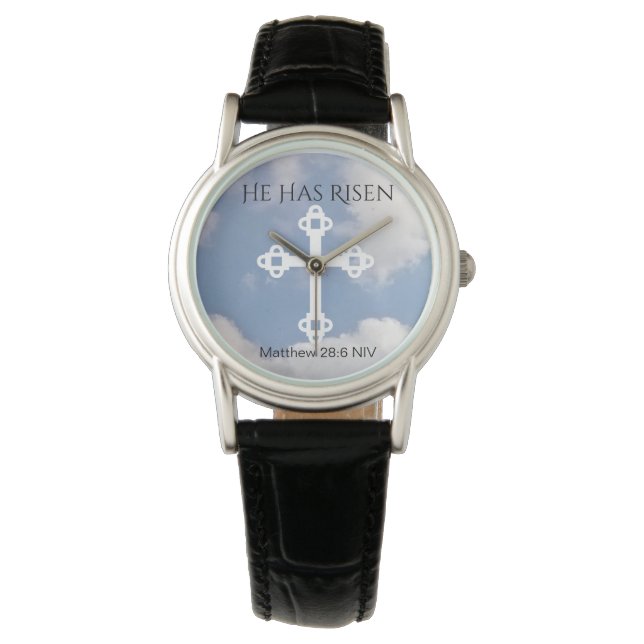 Kruis in Cloudy Sky reurrection Blue Easter Gift Horloge (Voorkant)