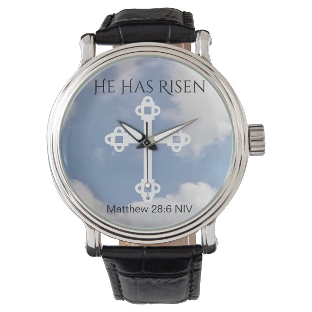Kruis in Cloudy Sky reurrection Blue Easter Gift Horloge (Voorkant)