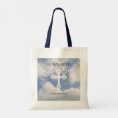 Kruis in Cloudy Sky Reurrection Blue Easter Tote Bag (Achterkant)