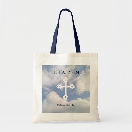 Kruis in Cloudy Sky Reurrection Blue Easter Tote Bag (Voorkant)