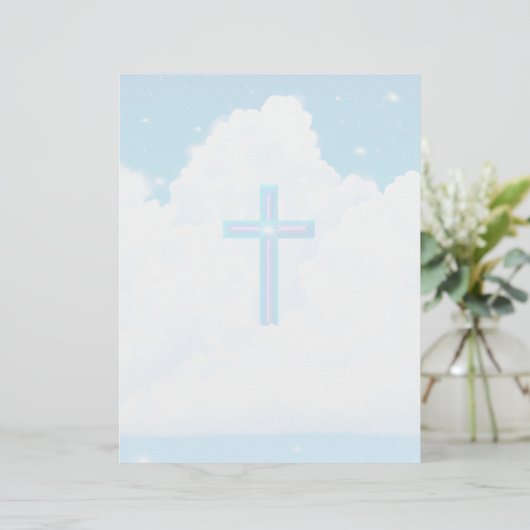 Kruis in de wolken - 8,5" x 11" briefpapier blad (Staand voorkant)