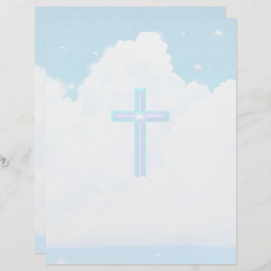 Kruis in de wolken - 8,5" x 11" briefpapier blad (Voorkant / Achterkant)