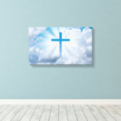 Kruis in de wolken canvas afdruk (Insitu (Houten vloer))