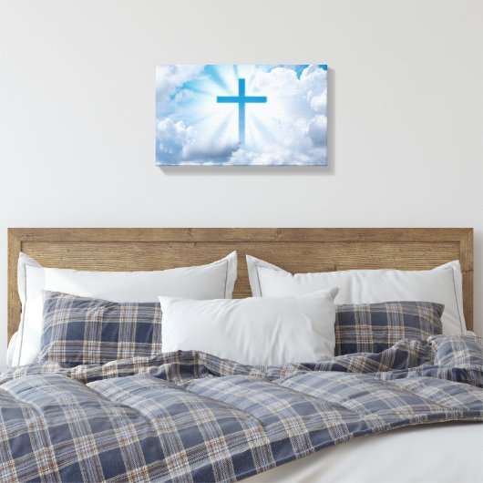 Kruis in de wolken canvas afdruk (Insitu (Slaapkamer))