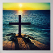 Kruis in de zand op het Sunset Poster (Voorkant)