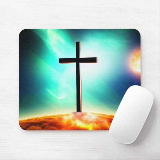 Kruis in Fiery Clouds Spacescape Mousepad Muismat (Met muis)