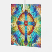 Kruis in Glas in lood Design Ornament Suncatcher (Voorkant links)