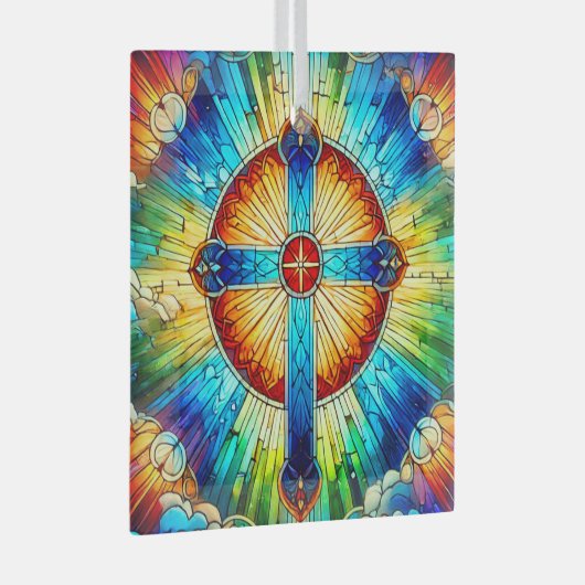 Kruis in Glas in lood Design Ornament Suncatcher (Voorkant Rechts)