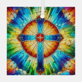 Kruis in Glas in lood Design Ornament Suncatcher (Achterkant)