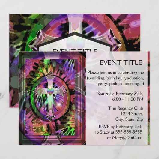 Kruis in kleurkleuren met hartcentrum. kaart (Voorkant / Achterkant)