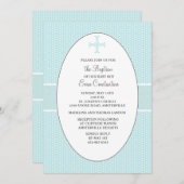 Kruis in ovaal Lijst - Blauwe religieuze uitnodigi Kaart (Voorkant / Achterkant)