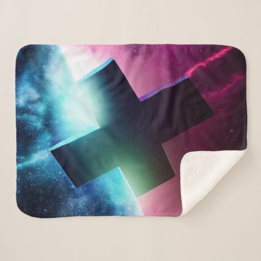 Kruis in Space Sherpa Blanket Deken (Voorkant (horizontaal))