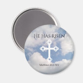 Kruis in troebele hemel met bijbel voor herrijzeni magneet (Voorkant / Achterkant)