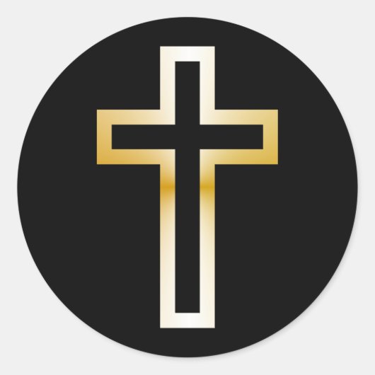 Kruis in zwart blauw goud of zilver ronde sticker (Voorkant)