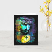 Kruis Jezus Christus Religieus Standbeeld Christel Kaart (Gele Bloem)