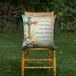  Kruis Johannes 3:16 Bloemen Christelijk Kussen