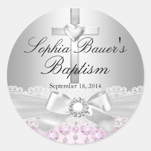  Kruis & Kant Bow Baptism Sticker (Voorkant)