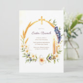 Kruis Katholieke Paasbrunch met krans Kaart (Staand voorkant)