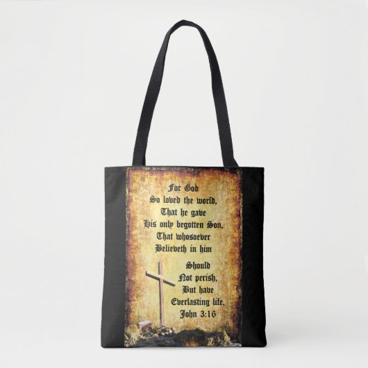 Kruis & Kribbe met Johannes 3vs16 Tote Bag (Voorkant)