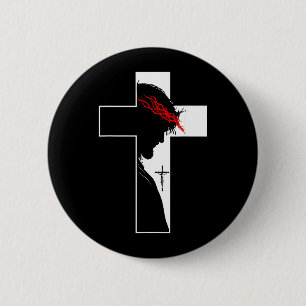 Kruis Kroon Van Ns Christelijk Geloof Symbool Ronde Button 5,7 Cm