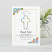 Kruis met Blauwe en Rode Bloemen Kaart (Staand voorkant)