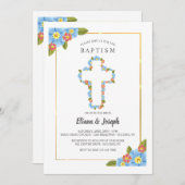 Kruis met Blauwe en Rode Bloemen Kaart (Voorkant / Achterkant)