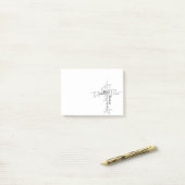 Kruis met christelijke woorden post-it® notes (Op bureau)