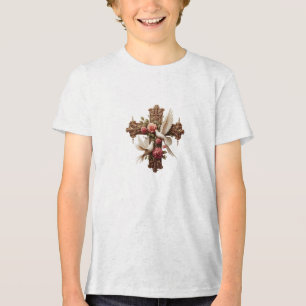 Kruis met Duiven – Christelijk Geloof Inspirerend  Tri-Blend Shirt