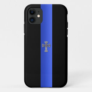  kruis met dun blauw lint iPhone 11 hoesje