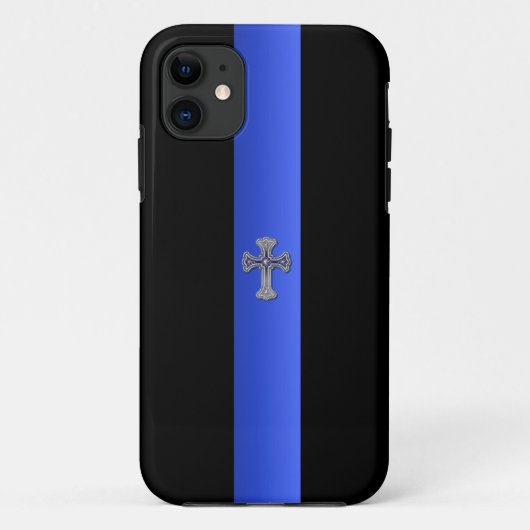kruis met dun blauw lint Case-Mate iPhone case (Achterkant)