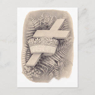 Kruis met een kroon en overwinning briefkaart