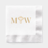 Kruis met Entwined Heart Couple 2 Init Monogram Folie Servetten (Voorkant)