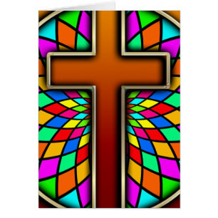 KRUIS MET GLAS IN LOOD