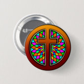 KRUIS MET GLAS IN LOOD RONDE BUTTON 5,7 CM (Voorkant /achterkant)