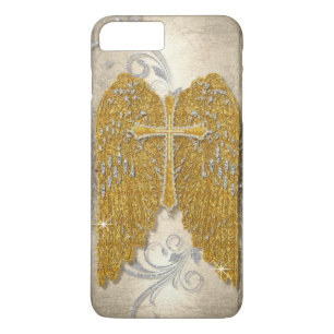 Kruis met Glitter Diamond Jewel Kijk Angel Wings iPhone 8/7 Plus Hoesje