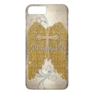 Kruis met Glitter Diamond Jewel Kijk Angel Wings Case-Mate iPhone Case