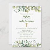 Kruis met groen Doop Uitnodiging (Voorkant)