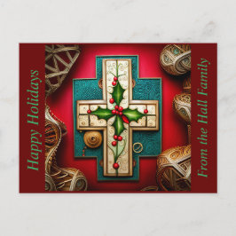 Kruis met Holly Seizoenskaart Feestdagenkaart