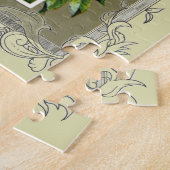 Kruis met kerk en bloemen legpuzzel (Zijkant)