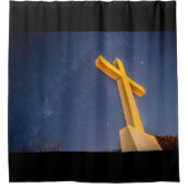 Kruis met melkweg op het strand van Pensacola Douchegordijn (Voorkant)