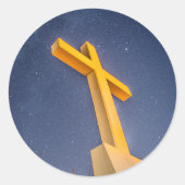 Kruis met melkweg op het strand van Pensacola Ronde Sticker (Voorkant)