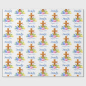 Kruis met Pasen Naam van ontvanger toevoegen Cadeaupapier (Vlak)