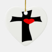 KRUIS MET RODE HART KERAMISCH ORNAMENT (Achterkant)