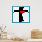 KRUIS MET RODE HART POSTER (Keuken)