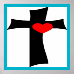 KRUIS MET RODE HART POSTER