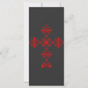Kruis met Rode Ornament Heilige Decoratieve Kunst