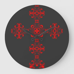 Kruis met Rode Ornament Heilige Decoratieve Kunst Grote Klok