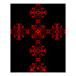 Kruis met rood ornament perfect poster
