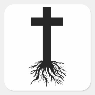 Kruis met Roots Vierkante Sticker
